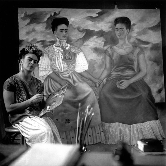 Nickolas Muray. 'Frida Painting the Two Fridas, Coyoacan' 1939