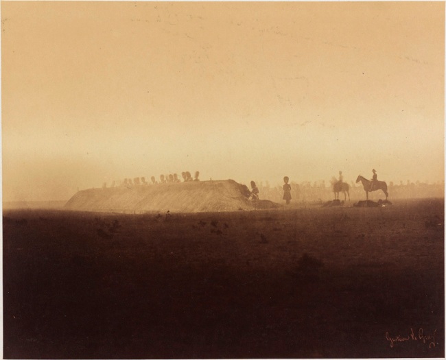 Gustave Le Gray (French, 1820-1884) 'Cavalry Maneuvers behind barrier, Camp de Châlons' 1857