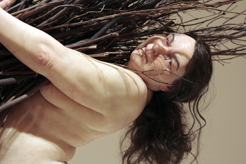 Ron Mueck (Australian, b. 1958) 'Woman with Sticks' 2008 (installation view)