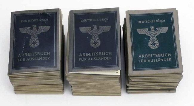 Workbooks issued by the employment office of the German Reich for foreign forced labourers
