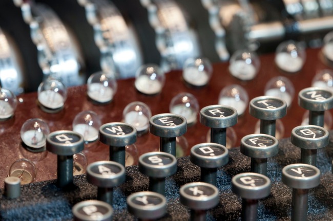Enigma machine lampboard and keyboard detail