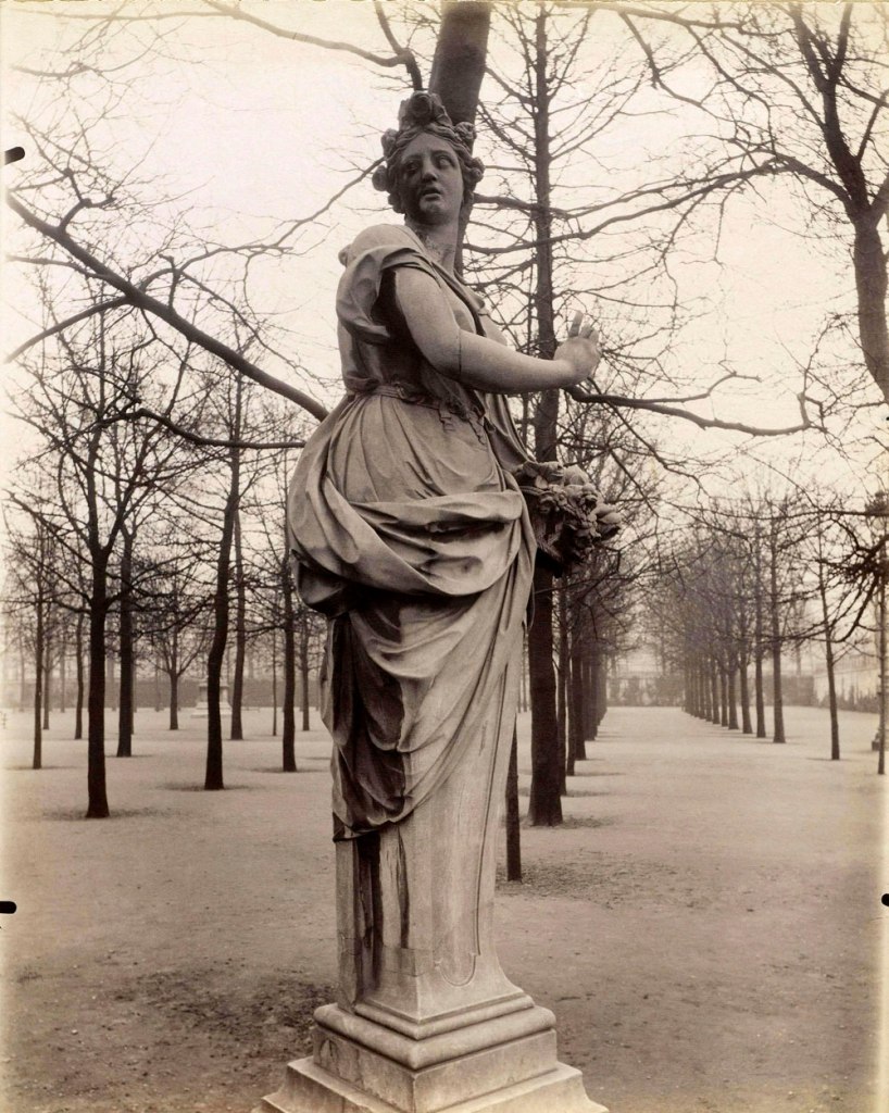 Eugène Atget. "'Spring', by the sculptor François Barois, jardin des Tuileries, 1st arrondissement" 1907