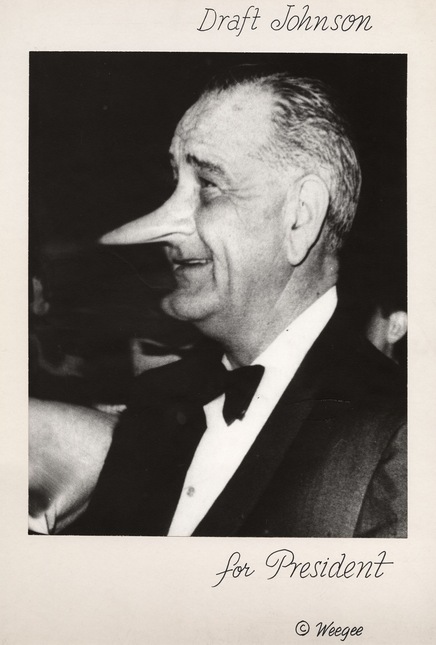 Weegee (Arthur Fellig). 'American, 1899-1968 Draft Johnson for President' c. 1968