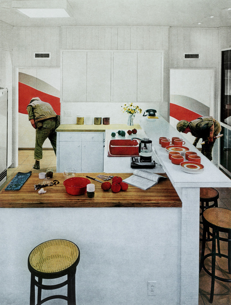 Martha Rosler. 'Red Stripe Kitchen', from the series "House Beautiful: Bringing the War Home" 1967-72