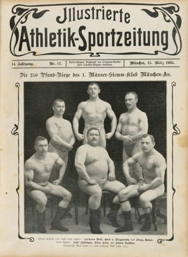Photographer unknown. 'The 250-pound ranks of the 1st Caulking men's club, Munich' 1907