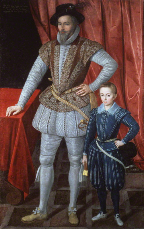 Unknown artist. 'Sir Walter Ralegh and son' 1602