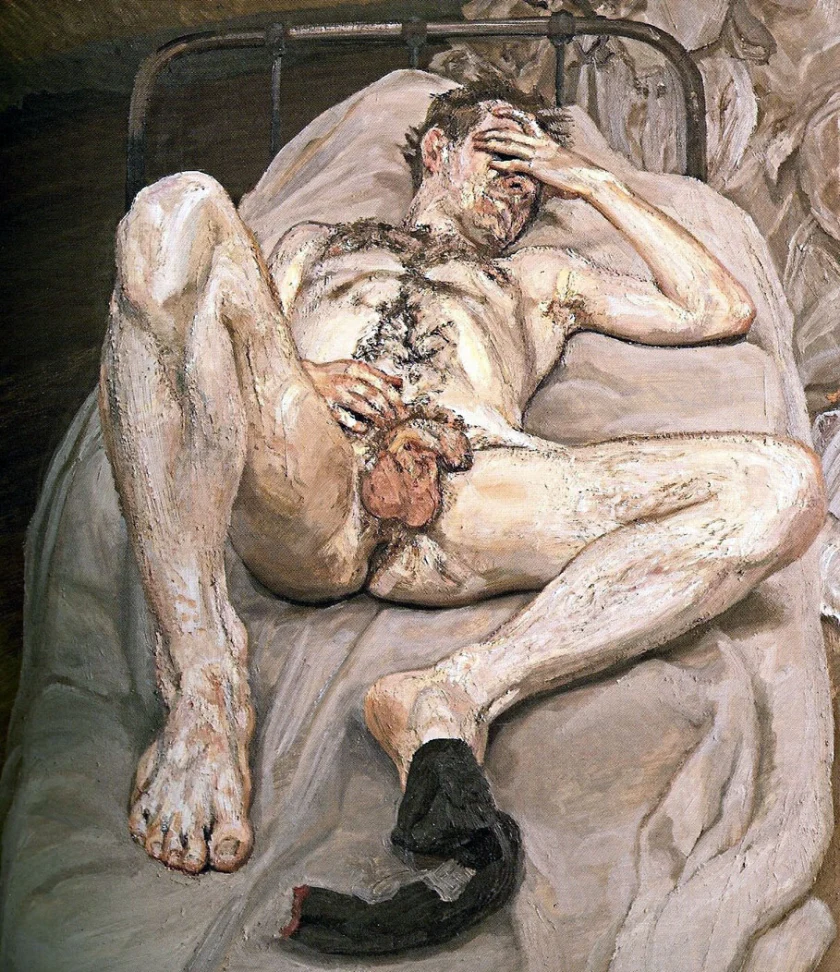 Lucian Freud. 'Naked Man on Bed' 1989