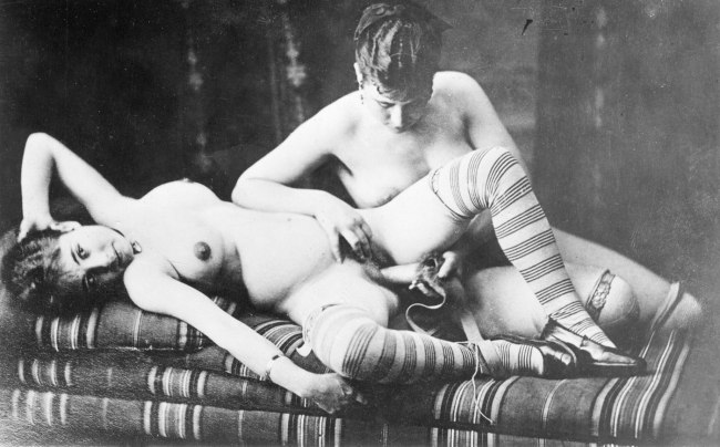 Unknown photographer. 'Woman penetrating a woman with a dildo' 1880-1885