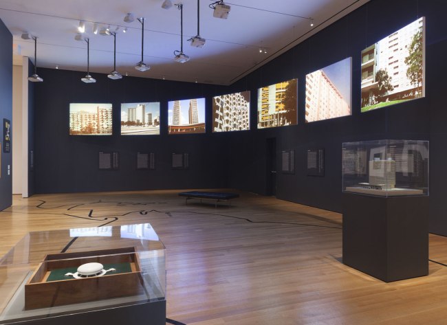Installation photograph of the exhibition 'Latin America in Construction' at MoMA, New York