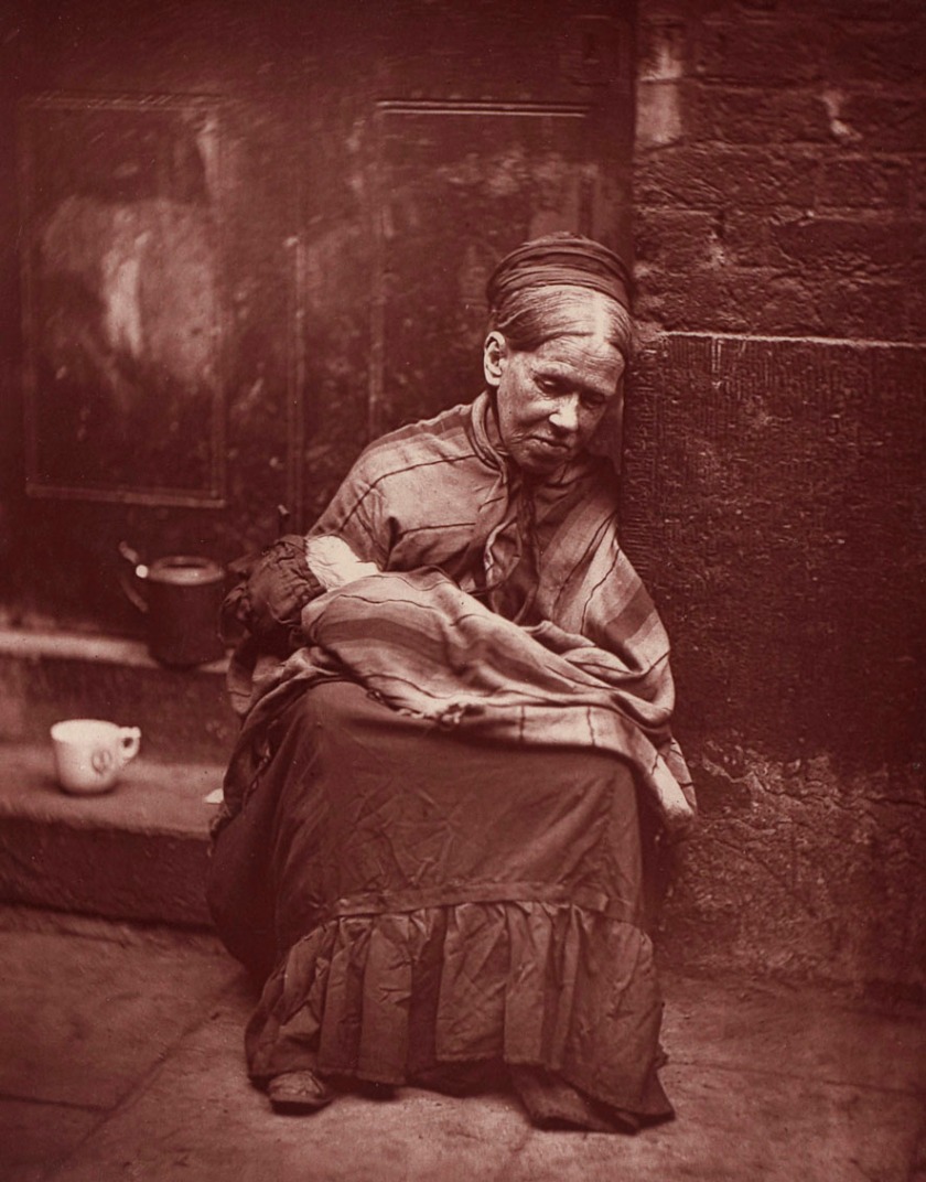 John Thomson (publisher). 'Portrait of a destitute woman with an infant' 1877