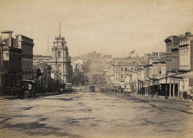 Nicholas Caire (born United Kingdom 1837; arrived Australia 1858; died 1918) 'View of Bourke Street, Melbourne' 1877-78