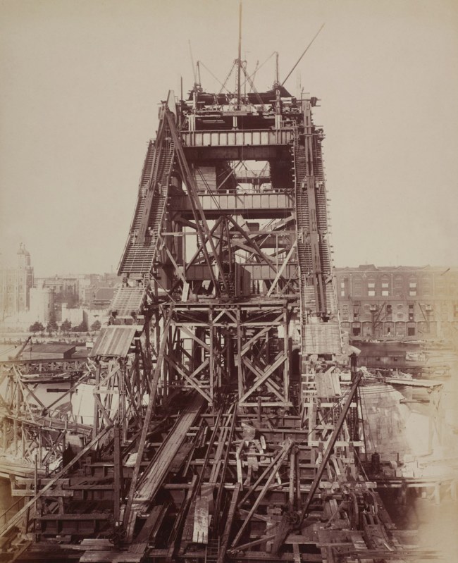 Unknown photographer. 'Construction of Tower Bridge' 1892