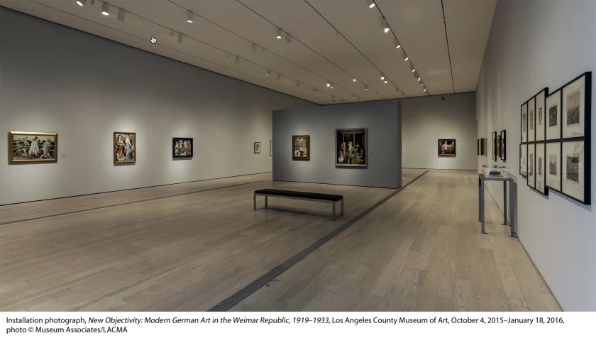 Installation view of the exhibition 'New Objectivity: Modern German Art in the Weimar Republic, 1919-1933' at LACMA