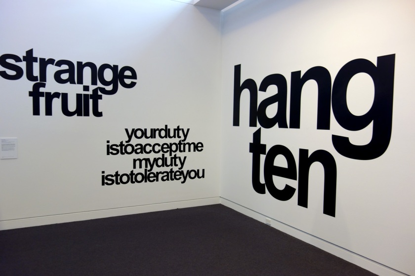 Vernon Ah Kee (Australian, b. 1967; Kuku Yalandji, Waanji, Yidinji and Gugu Yimithirr) 'cantchant' 2007-2009 (installation view detail)