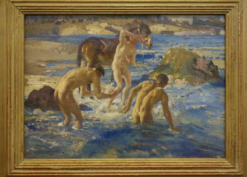 George W. Lambert (Australian, 1867-1930) 'Anzacs bathing in the sea' 1915 (installation view)