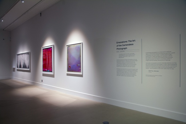 Installation view of the exhibition 'Emanations: The Art of the Cameraless Photograph' at the Govett-Brewster Art Gallery