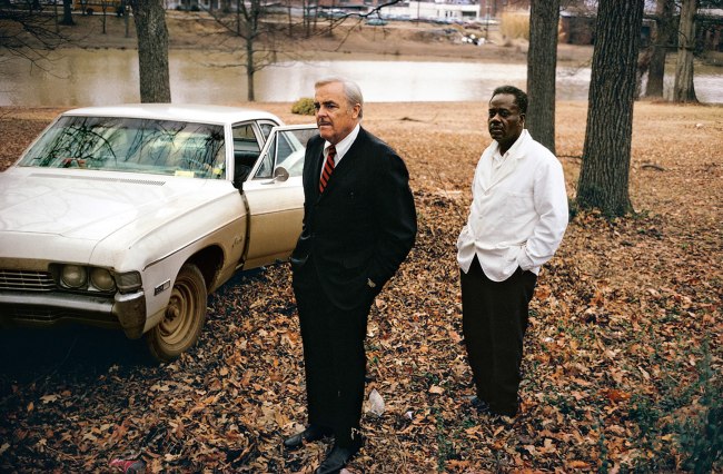 William Eggleston. 'Untitled' (the artist's uncle, Adyn Schuyler Senior, with assistant Jasper Staples, in Cassidy Bayou, Sumner, Mississippi) 1969-1970