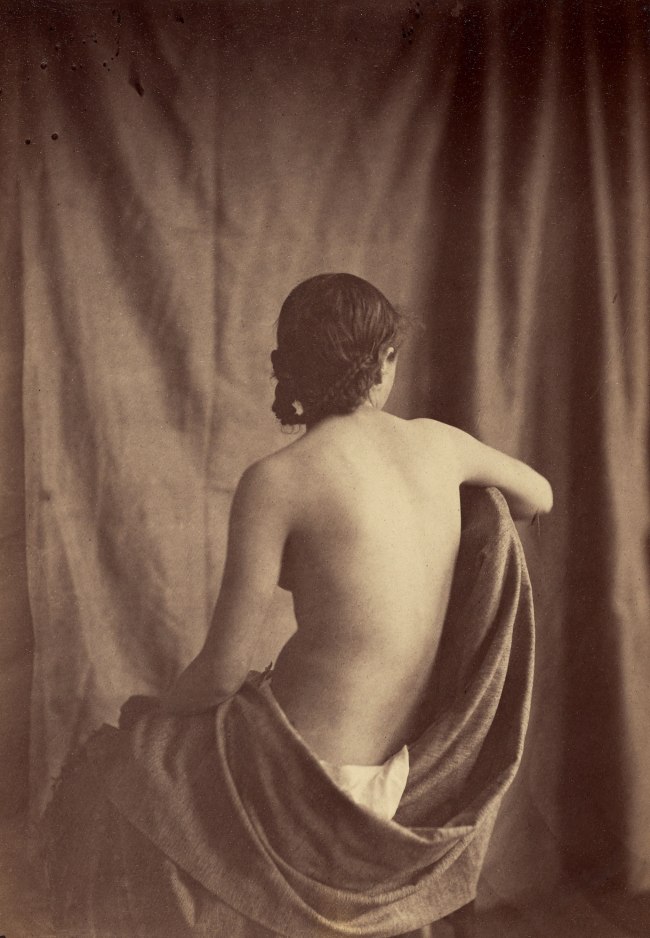 Jean-Louis-Marie-Eugène Durieu (French, 1800-1874) Possibly with Eugène Delacroix (French, 1798-1863) 'Draped Model' c. 1854