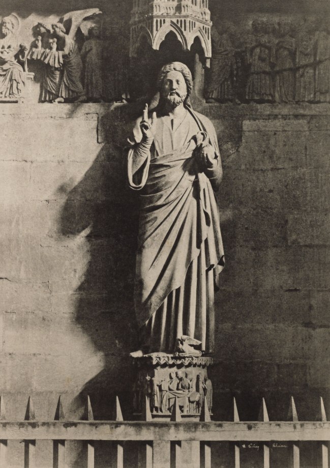 Henri Le Secq (French, 1818-1882) 'Statue of Christ at Reims Cathedral' Negative 1851; print 1870s