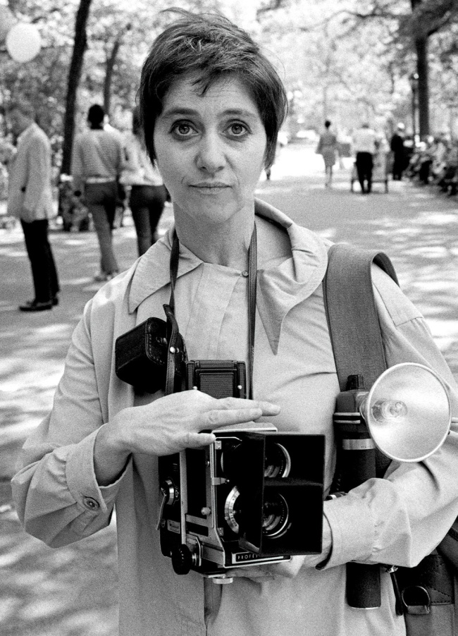 Diane Arbus in Central Park with her Mamiya Camera in 1967