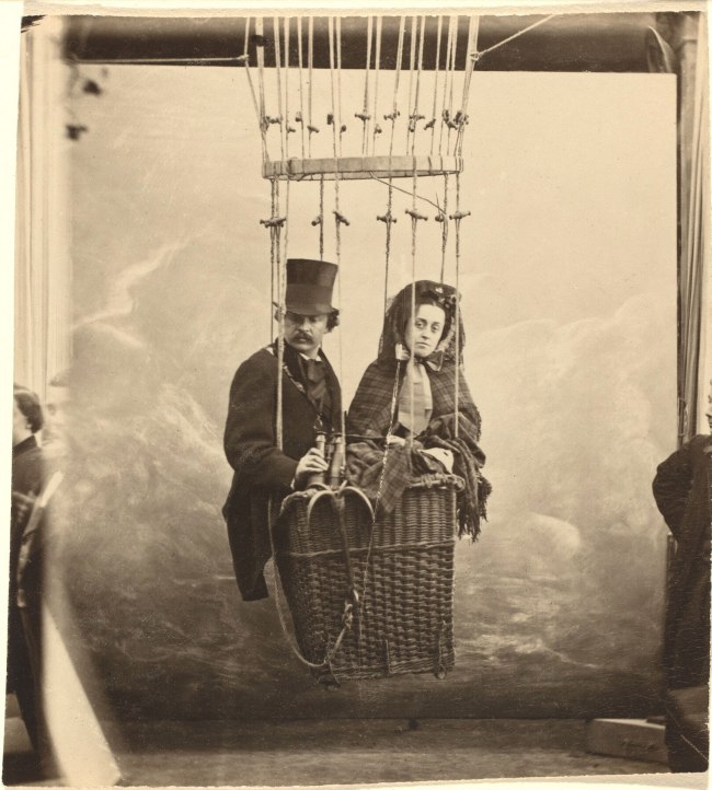 Nadar (Gaspard-Félix Tournachon) (French, 1820-1910) 'Self-Portrait with Wife Ernestine in a Balloon Gondola' c. 1865