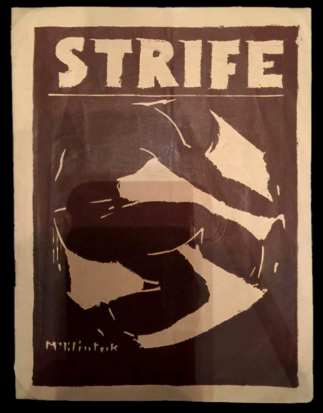Installation view of Herbert McClintock's cover illustration for 'Strife', vol. 1, no. 1