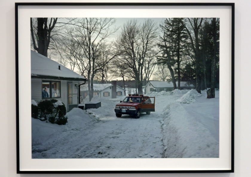 Installation view of Room 1 of 'Gregory Crewdson: Cathedral of the Pines' at The Photographers' Gallery showing 'Woman in Parked Car' 2014