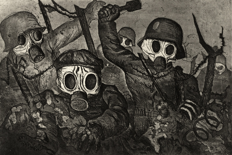 Otto Dix (German, 1891-1969) 'Assault Troops Advance under Gas (Sturmtruppe geht unter Gas vor) '1924