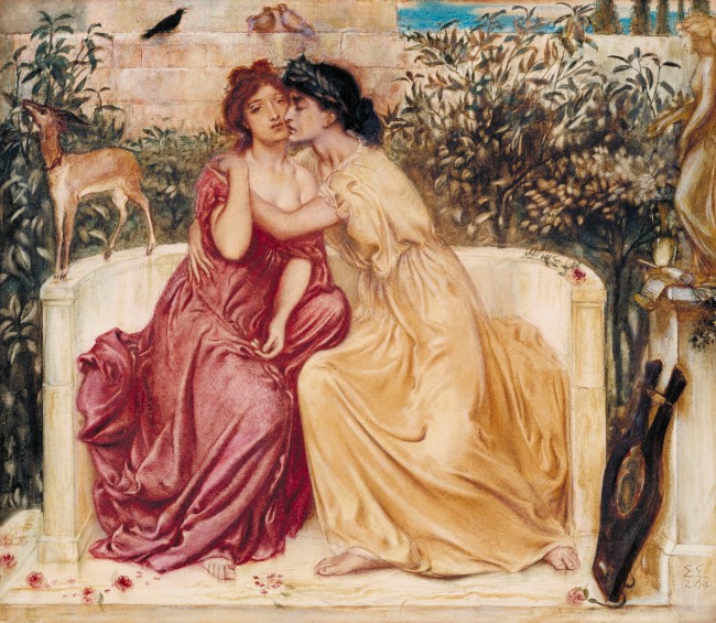 Simeon Solomon (1840-1905) 'Sappho and Erinna in a Garden at Mytilene' 1864
