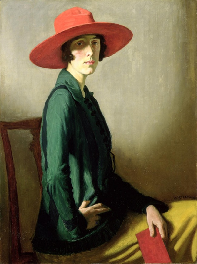 William Strang (Scottish, 1859-1921) 'Lady with a Red Hat' 1918