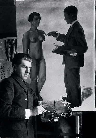 Unknown photographer. 'René Magritte painting 'Attempting the Impossible'' 1928