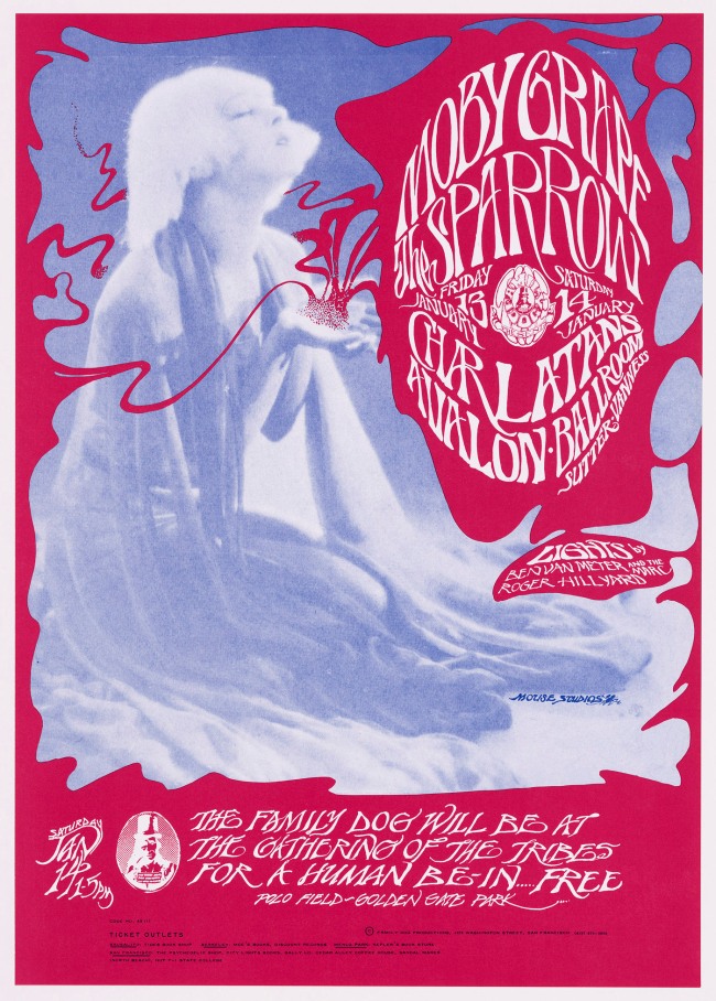 Stanley Miller (Mouse) (American, born in 1940) and Alton Kelley (American, 1940-2008) 'Moby Grape, Sparrow, The Charlatans (Avalon Ballroom, 13-14 January 1967)' 1967