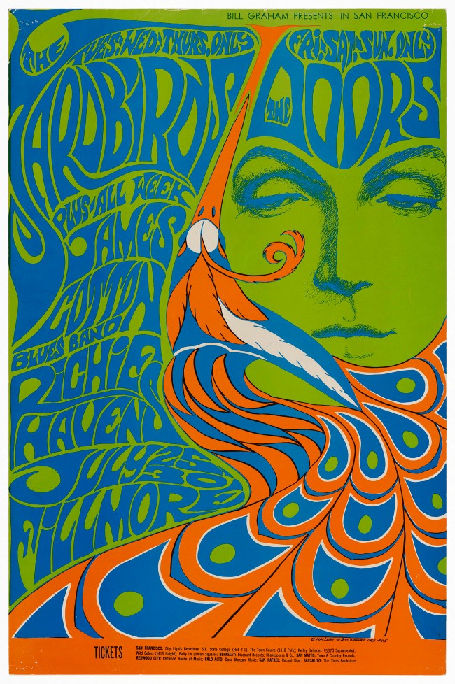 Bonnie MacLean (American, 1939-2020) 'The Yardbirds, The Doors, James Cotton Blues Band, Richie Havens (Fillmore Auditorium, 25-30 July 1967)' 1967