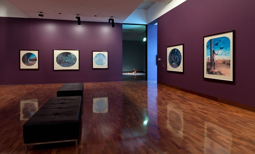 Installation view of the exhibition 'All the better to see you with: Fairy tales transformed' at The Ian Potter Museum of Art, Melbourne showing Tracey Moffat's 'Invocations' series (2000) (13 framed photo silkscreen works, dimensions variable, Museum of Contemporary Art Australia Collection)