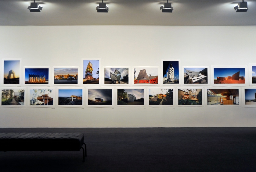 Installation view of the exhibition 'John Gollings: The history of the built world' at the Monash Gallery of Art