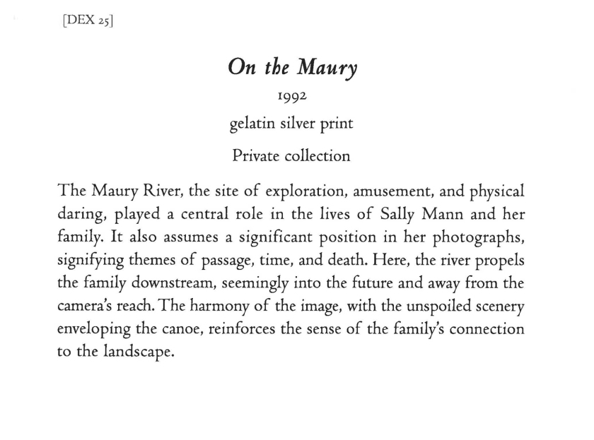 Sally Mann 'On the Maury' wall text