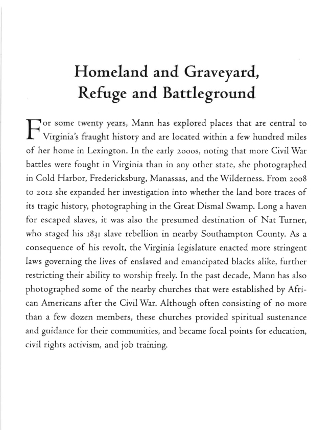 Sally Mann 'Homeland and Graveyard, Refuge and Battleground' wall text