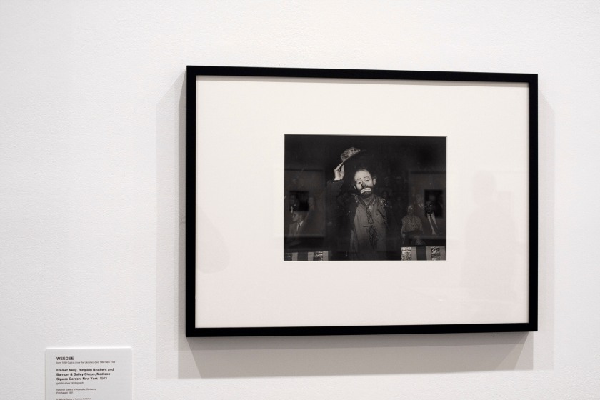 Weegee (Arthur Fellig) (1899-1968) 'Emmett Kelly, Ringling Brothers and Barnum & Bailey Circus' 1943 (installation view) 