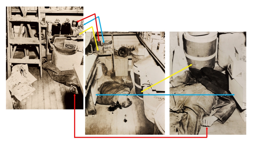 Weegee (Arthur Fellig) (American, 1899-1968) 'Untitled [Crime scene]' c. 1930 compilation of three Weegee crime scene photographs