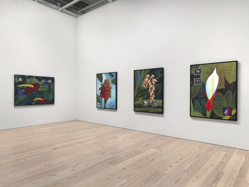 Installation view of 'David Wojnarowicz: History Keeps Me Awake at Night' (Whitney Museum of American Art, New York, July 13-September 30, 2018). From left to right: 'He Kept Following Me', 1990; 'I Feel A Vague Nausea', 1990; 'Americans Can't Deal with Death', 1990; 'We Are Born into a Preinvented Existence', 1990
