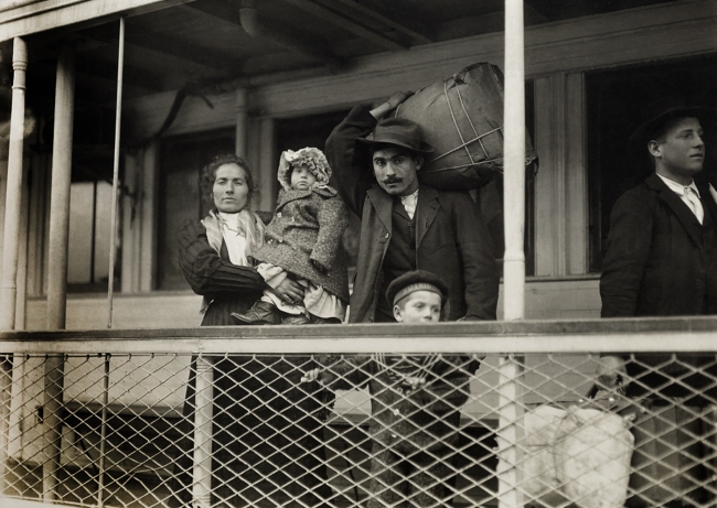 Lewis Hine (1874-1940) 'Italian family on the ferry boat' 1905