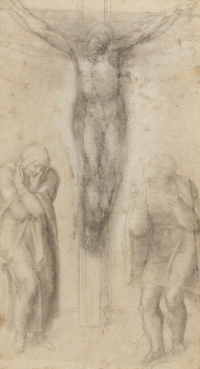 Michelangelo Buonarroti (Italian, 1475-1564) 'Christ on the Cross with the Virgin and St John' c. 1560-1564