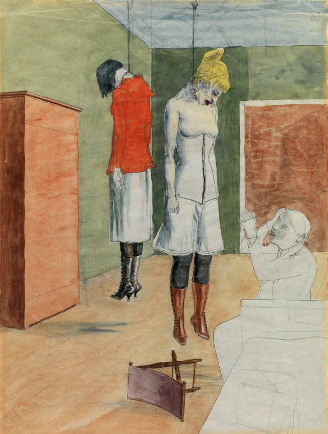 Rudolf Schlichter (German, 1890-1955) 'The Artist with Two Hanged Women' (Der Künstler mit zwei erhängten Frauen) 1924