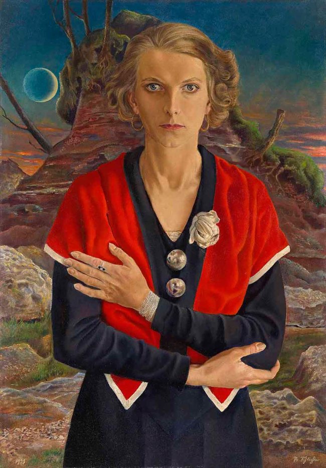 Rudolf Schlichter (German, 1890-1955) 'Lady with Red Scarf (Speedy with the Moon)' (Frauenportrait (Speedy)) 1933