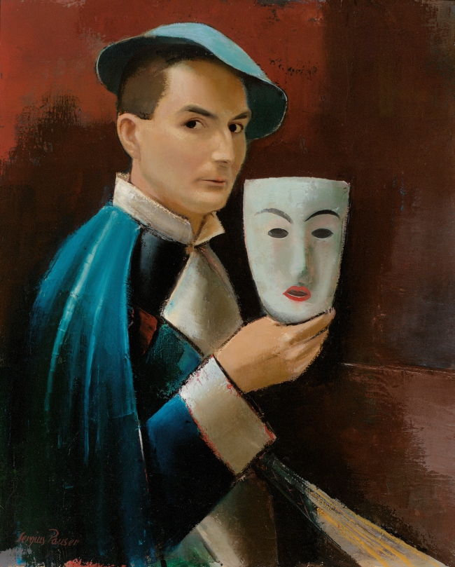 Sergius Pauser (Austrian, 1896-1970) 'Self-Portrait with Mask' 1926