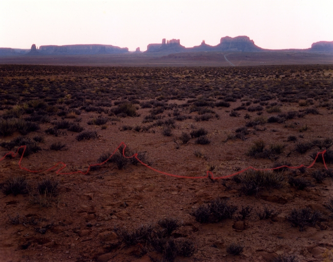 John Pfahl (American, b. 1939) 'Monument Valley with Red String, Monument Valley, Utah' 1977