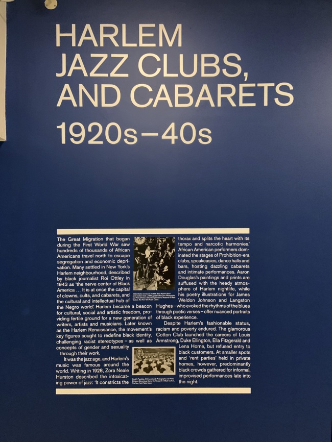 Harlem Jazz Clubs and Cabarets 1920s-40s wall text