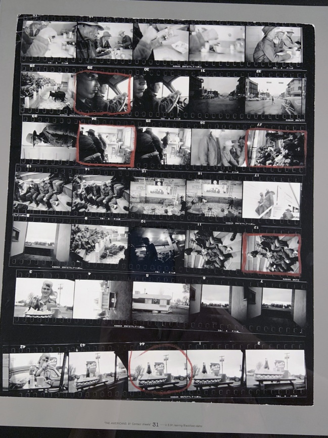 Robert Frank (American, 1924-2019) 'Contact Sheet 31 / U.S. 91, Leaving Blackfoot, Idaho' 1956 (installation view)