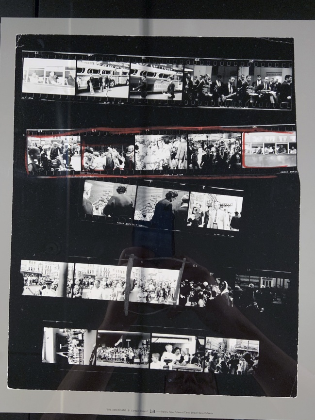 Robert Frank (American, 1924-2019) 'Contact Sheet 18 / Trolley, New Orleans' 1955 (installation view)