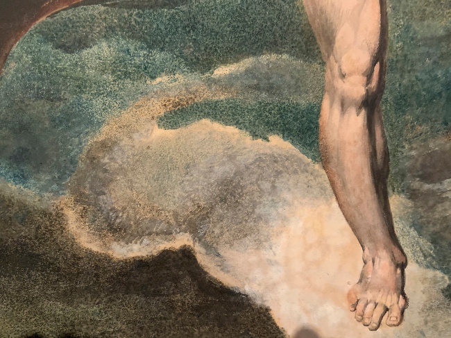 William Blake (British, 1757-1827) 'The Good and Evil Angels' 1795 - c. 1805 (installation view detail)